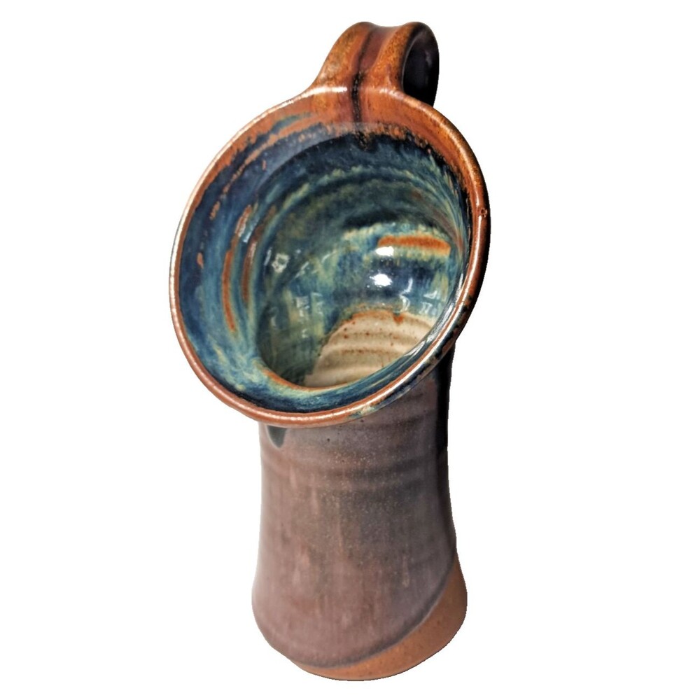 Studio Art Pottery Signed "dc" Neutral Boho Handmade Glazed Artist Signed Vase